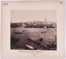 cca 1900 Konstantinápoly Galata híd / Péra és Galata Kétoldalas albumin fotók kartonon Sébah &am...