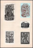 Julio Fernández Sáez (1924-) (1924-): össz. 13 db ex libris és kisgrafika (3 db paszpartuban). Klf. ...