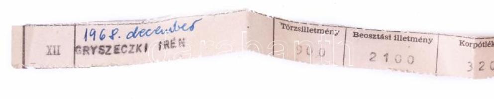 1951-1971 20 év illetménye, fizetési papírok egy személy részére, összegyűjtve