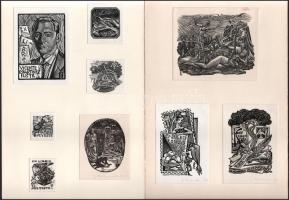 Julio Fernández Sáez (1924-) (1924-): össz. 15 db ex libris és kisgrafika (3 db paszpartuban). Klf. technikák, papír, jelzett a nyomaton, közte 4 db ceruzával jelzett, klf. méretekben.