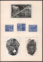 Julio Fernández Sáez (1924-) (1924-): össz. 15 db ex libris és kisgrafika (3 db paszpartuban). Klf. ...