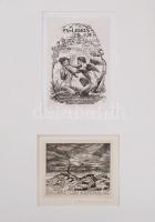 Julio Fernández Sáez (1924-) (1924-): össz. 9 db ex libris és kisgrafika (3 db paszpartuban), közte ...