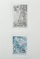 Julio Fernández Sáez (1924-) (1924-): össz. 9 db ex libris és kisgrafika (4 db paszpartuban), közte ...