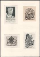 Julio Fernández Sáez (1924-) (1924-): össz. 9 db ex libris és kisgrafika (3 db paszpartuban). Klf. t...