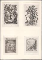 Julio Fernández Sáez (1924-) (1924-): össz. 8 db ex libris és kisgrafika (3 db paszpartuban), közte egy db erotikus. Klf. technikák, papír, közte 5 db ceruzával jelzett, klf. méretekben.