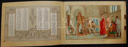 1909 Az olasz zseni tavasza, szép szecessziós litho kalendárium 16 oldalon olasz tudósok, művészek r...
