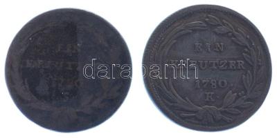1780S 1kr Cu "Mária Terézia" + Ausztria 1780K1kr Cu "Mária Terézia" T:VF-F patin...