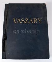 Révész István (1887-1973) festőművész, műgyűjtő által összeállított, egyedi készítésű album Vaszary János (1867-1939) festő, grafikus munkásságáról. 3 oldalas angol nyelvű bevezető szöveggel, 39 lapon Vaszary János műveinek fekete-fehér és színes reprodukcióival, az utolsó 2 oldalon tartalomjegyzékkel. Aranyozott, zsinórfűzéses egészvászon-kötésben, kissé viseltes borítóval, kissé hullámos lapokkal, helyenként foltokkal, 39x31x3 cm.  (Révész István az Új Művészet Barátainak Egyesülete alapítója, az 1920-as évektől gyűjtött modern magyar képeket, azon belül is elsősorban Vaszary János alkotásait. Több Vaszary Jánossal kapcsolatos publikációja jelent meg, mint például az 1959-ben Székesfehérváron rendezett Vaszary-kiállítás katalógusa.)
