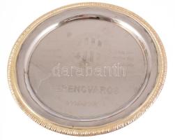 2006 FTC Ferencváros női kézilabdacsapat tagjainak nevével és a Fradi címerrel gravírozott tálca 26 cm