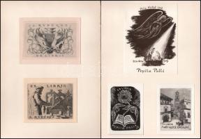 Klf. alkotók (Teodoro Miciano Becerra, Elfi Osiander, Angel Mendez, Carlos Puntis, José Blanco del Pueyo): 9 db ex libris és kisgrafika (közte néhány kevés erotikus). Klf. technikák, papír, jelzett a metszeten, klf. méretekben.