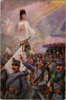 Büszke vagyok magyarjaimra! A m. kir. honvédelmi minisztérium hadsegélyező hivatala kiadása / WWI Austro-Hungarian K.u.K. military art postcard, patriotic propaganda, support fund (EK)