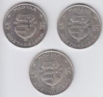 1947. 5Ft Ag "Kossuth" (3x) T:2/3,3 ph