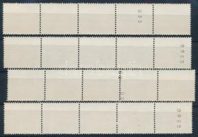 1989 Postatörténet 3Ft + 5Ft 2-2 db ötöscsík hátoldali sorszámmal