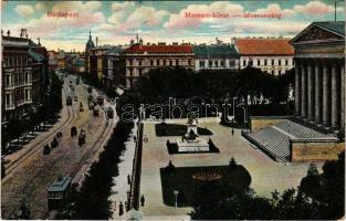 1913 Budapest VIII. Múzeum körút, Nemzeti Múzeum, villamos (EK)