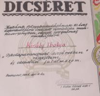 1955 Bp., Honvéd "Kossuth" Tüzér Tiszti Iskola dicsérő oklevele Király Ibolya részére ,,Ha...