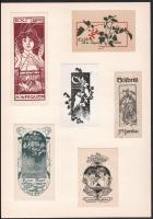 Alexandre de Riquer (1856-1920): 13 db ex libris és kisgrafika (közte több szecessziós). Klf. technikák, papír, jelzett a metszeten, klf. méretekben. 2 db paszpartuban.