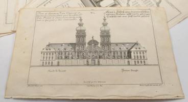 Martin Engelbrecht - Alexander Gläser, Augusta Vindel: kastélyok, épületek Vegyes építészeti metszet...