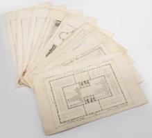 Martin Engelbrecht - Alexander Gläser, Augusta Vindel: kastélyok, épületek Vegyes építészeti metszetek. ca 1730 10 db Rézmetszet. / Architectural plans of different castles and buildings. Engravings 10 pcs 39x24 cm