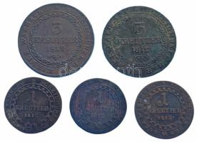 1812B-E-S 1kr Cu "I. Ferenc" (3xklf) + 1812S-B 3kr Cu "I. Ferenc" (2xklf) T:VF-V...