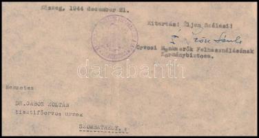 1944. dec. 21. Kőszeg, az Orvosi Munkaerők Felhasználásnak Kormánybiztosa határozata Dr. Gábos Zoltá...