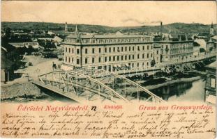 1899 Nagyvárad, Oradea; Kishídfő, Janky, Neumann M. üzlete, Gazdasági és Iparkamara. Pauker Dániel kiadása / bridge, shops (EK)