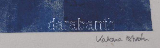 Katona István (-): Gótika, 1978. Monotípia, papír, jelzett, üvegezett fakeretben, 49x33 cm