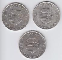 1947. 5Ft Ag "Kossuth" (3x) T:2/3,3 pici ph