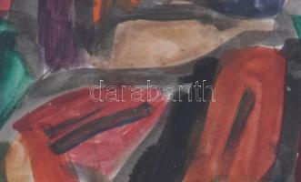 Csepeli Németh Miklós (1934-2012): Színes társaság, 1992. Akvarell, papír, jelzett, üvegezett fakere...