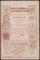 ca 1910 A Nemzetközi Hálókocsi és Európai Expresszvonat Társaság magyar nyelvű étlapja betétlappal. 8 p. Sok reklámmal, Hajtásnyommal