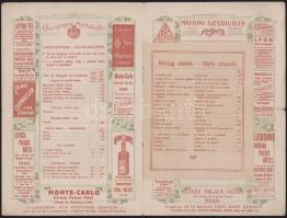 ca 1910 A Nemzetközi Hálókocsi és Európai Expresszvonat Társaság magyar nyelvű étlapja betétlappal. ...