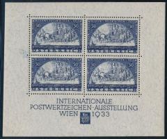 Ausztria 1933 WIPA blokk kifogástalan állapotban tokkal együtt, a beragasztásból származó jelentéktelen ragasztónyomokkal. (Mi EUR 3.750.-)
