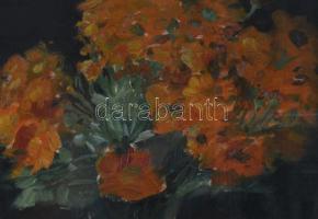 Csapó Jenő (1875-1954): Virágcsendélet. Olaj, vászon, jelezve jobbra lent, üvegezett fakeretben, 68,...