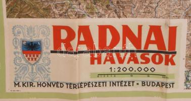 1941 Radnai-havasok térképe, 1:200 000, kiadja: M. Kir. Honvéd Térképészeti Intézet, szakadásokkal, ...