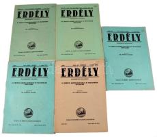 1934 Erdély. Honismertető folyóirat. Az Erdélyi Kárpát-Egyesület és Múzeumának értesítője. Szerk.: Dr. Ferenczi Sándor. XXXI. évf. 1-6. (1.,2.,3.,4-5.,6.) sz. 1934. jan-dec. Teljes évfolyam! Cluj/Kolozsvár, 1934, Erdélyi Kárpát-Egyesület, 4+24 p.+1 t.; 25-44 p.; 45-64 p.; 65-88 p.; 89-112 p.+1 t. Fekete-fehér képanyaggal illusztrált. Korabeli reklámokkal. Kiadói papírkötésekben, jó állapotban.