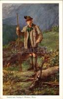 Franz Josef I. Wien I. Internationale Jagdausstellung Offizielle Postkarte / Franz Joseph I of Austria in hunting outfit. The First International Hunting Exposition in Vienna + 5 Ga.
