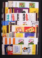 450 db vegyes német és lengyel gyufacímke, gyufásdoboz, berakóban