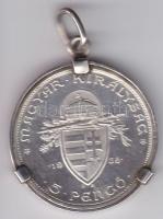 1938. 5P Ag "Szt.István" T:2- medálkeretbe ágyazva!