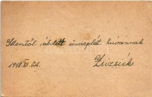 Boldog karácsonyi ünnepeket! Mikulás üdvözlőkártya / Christmas greeting mini card with Saint Nichola...