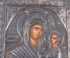 Mária a kisdeddel - modern ikon ezüst (Ag) okláddal, jelzett, 24x18 cm