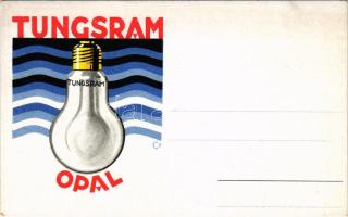 Tungsram Opal villanykörte Art Deco reklám képeslapja / Hungarian Art Deco light bulb advertisement postcard s: Csemiczky Tihamér
