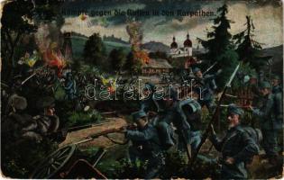 1916 Kämpfe gegen die Russen in den Karpathen / WWI Austro-Hungarian K.u.K. military art postcard, battles against the Russians in the Carpathian Mountains. L&amp;P 1683. (Rb)
