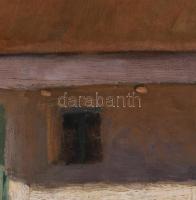 Váli D jelzéssel: Napos udvar. Olaj, vászon, dekoratív, fakeretben, 50×60 cm