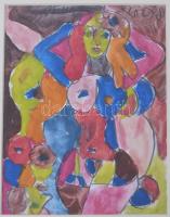 Csepeli Németh Miklós (1934-2012): Női aktok. Akvarell, ceruza, papír, jelzett. Üvegezett fakeretben. 29x19,5 cm