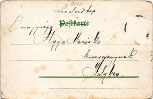 Marosvásárhely, Targu Mures; litho virágos üdvözlőlap / Floral litho greeting card (kopott sarkak / ...