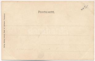 Trutnov, Trautenau; Partie aus dem Stadtpark. Georg Lorenz / park, fountain, clovers, horseshoe. Art...