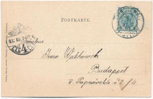 1902 Trutnov, Trautenau; Rinnelstrasse, Rübezahlbrunnen, Ringplatz. Georg Lorenz / street, fountain,...