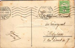 1913 Tacskó - dombornyomott / Dachshund dog - embossed (EB)