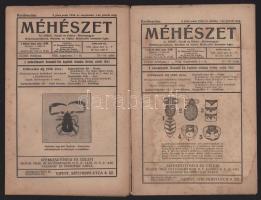 1936 Méhészet, az Alföldi-, Alcsút és Vidéke-, Mosonmegyei- Méhészegyesületek, Mezőtúr és Vidéke Méhészkör hivatalos lapja XXXIII. évf. 15-16., 17-18., 19-20., 21-22. számai (4 db), változó állapotban, részben foltos.