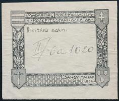 Sándy Gyula (1868-1953): Magyar Kir. József Műegyetem II. Középítéstani Szertár (címeres könyvjegy). Klisé, papír, jelzett a klisén. 5x6 cm.