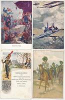 17 db RÉGI katonai képeslap: főleg osztrák-magyar művészlapok / 17 pre-1945 military art postcards, mainly K.u.K. military